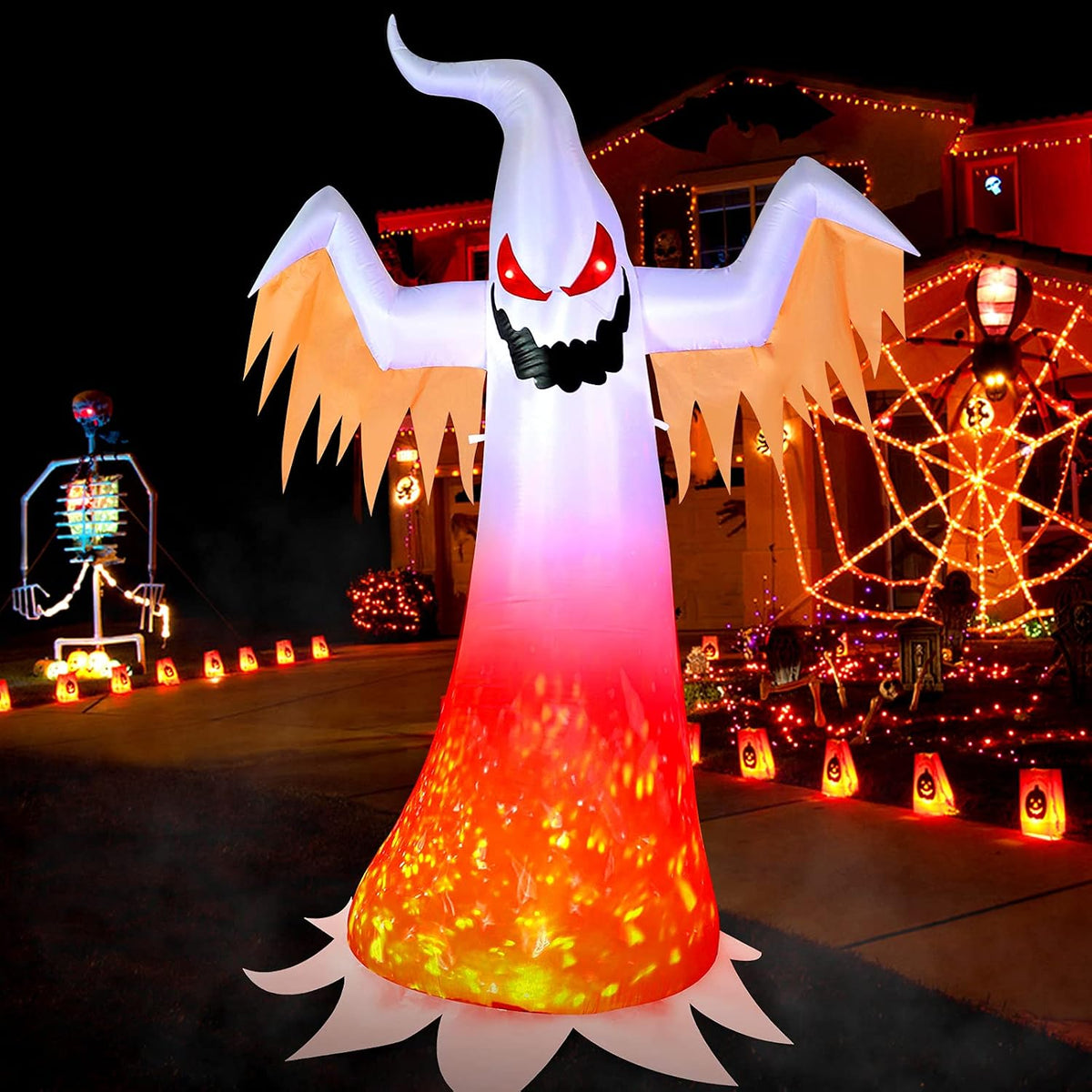 Inflatable Outdoor Ghost Decoration – Giant Halloween Yard Decor with LED Lights