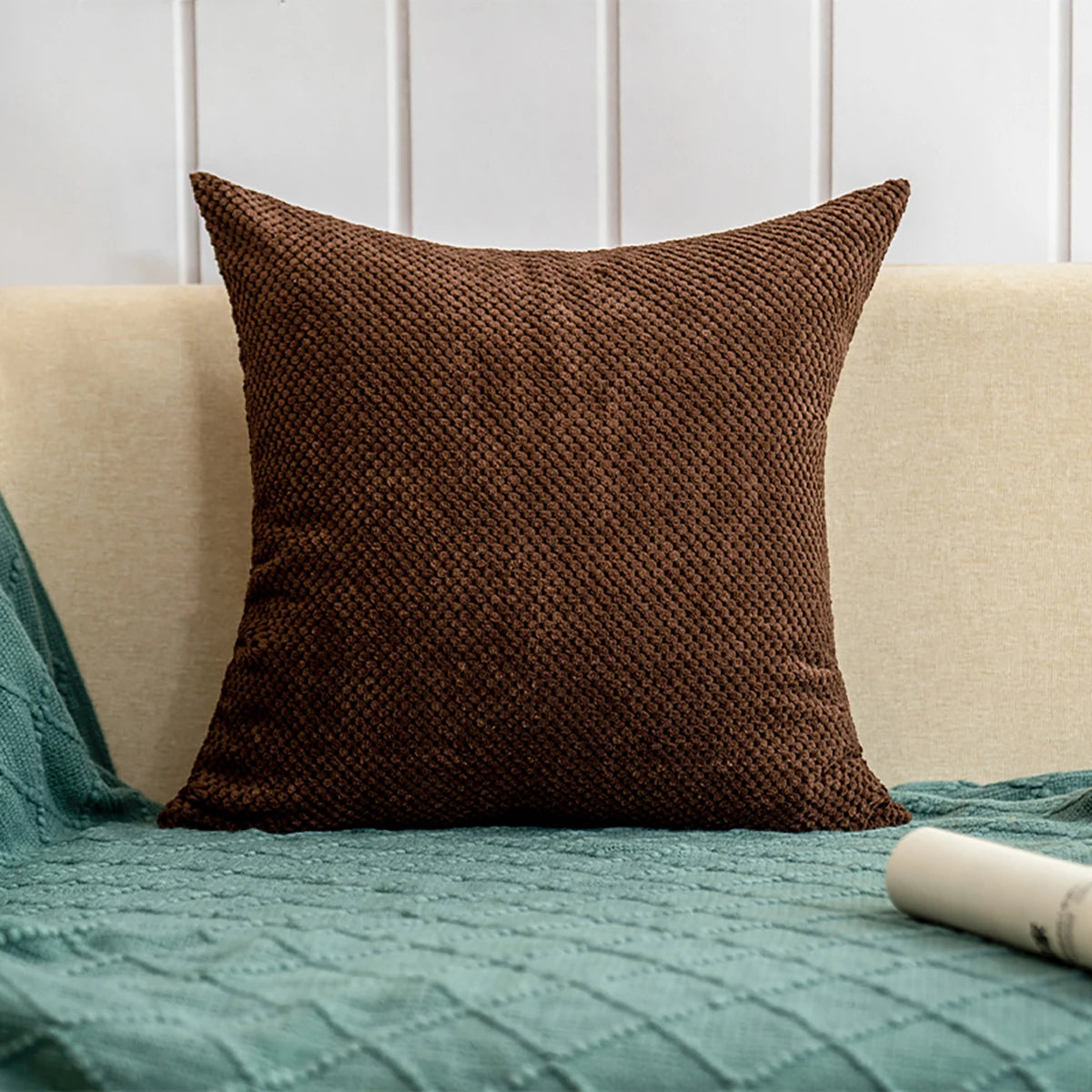 Navy throw pillow with hidden zipper removable washable cover