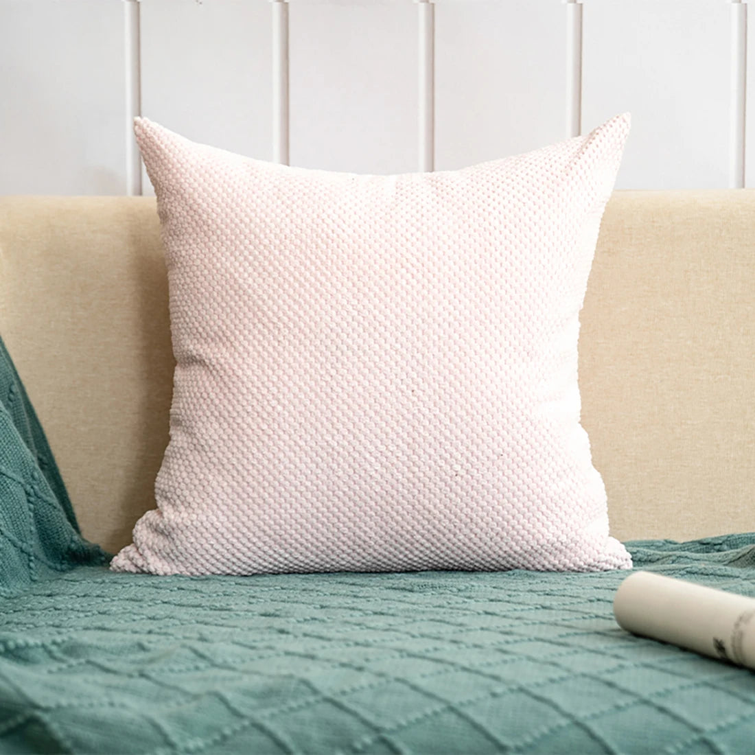 Solid navy 18x18 cushion with plush insert