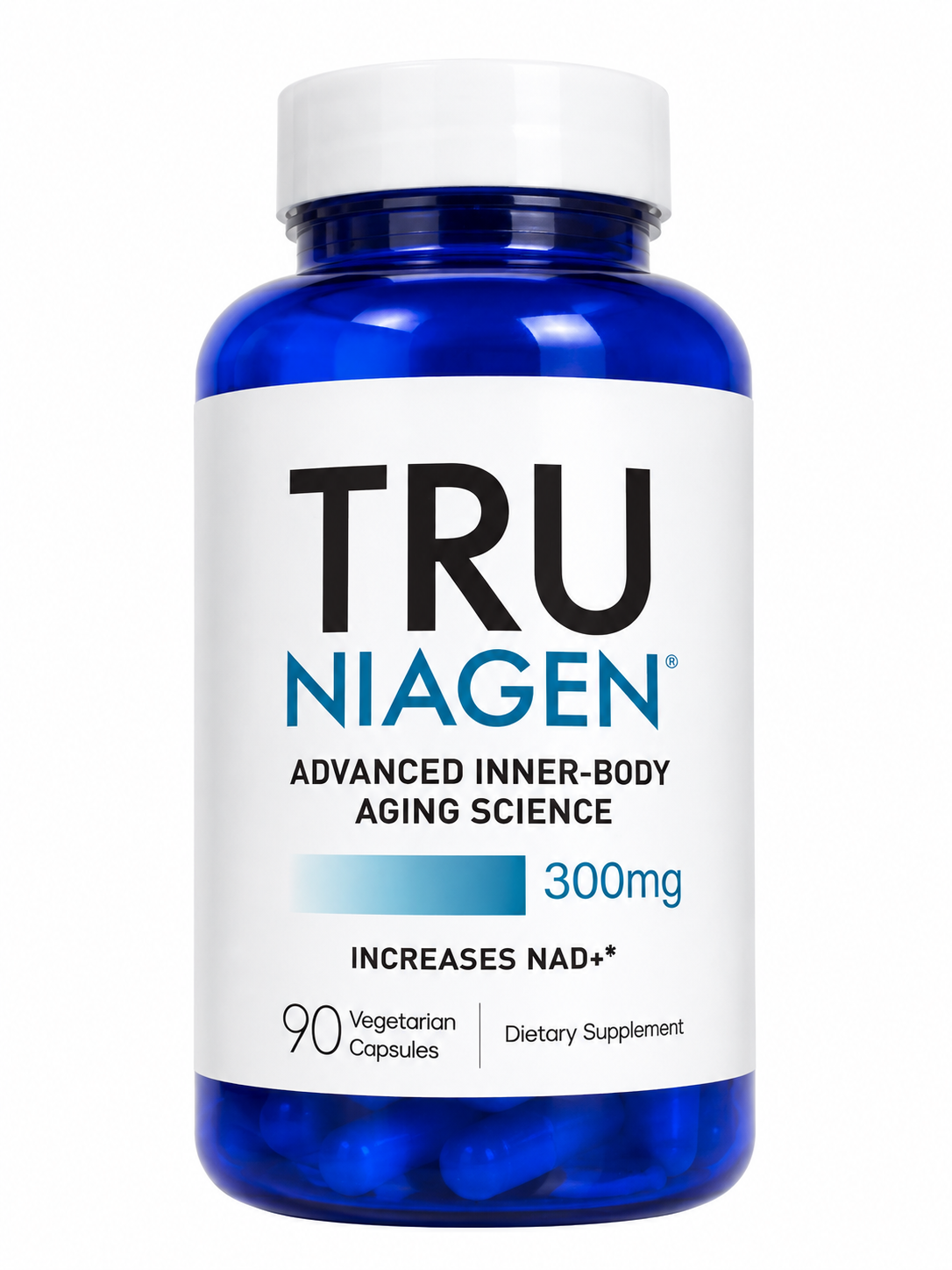 Tru Niagen 300mg Nicotinamide Riboside Dietary Supplement, 90 Vegetarian Capsules.