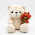 Flower Hugging Love Teddy Bear - Cute Anime Plush Toy Gift 16cm.