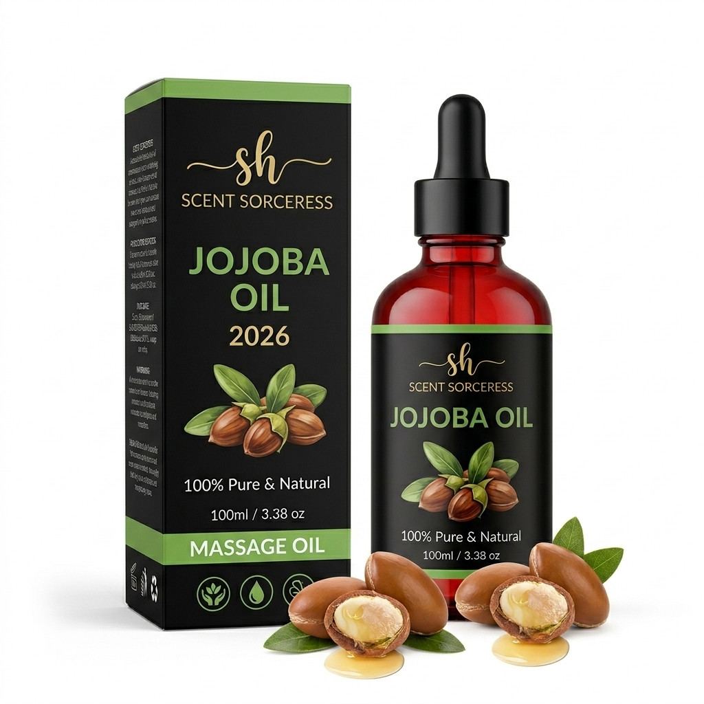 Premium Pure Jojoba Fragrance & Essential Oil Set – 10ml Amber Glass Dropper Bottle with Luxury Gift Box.