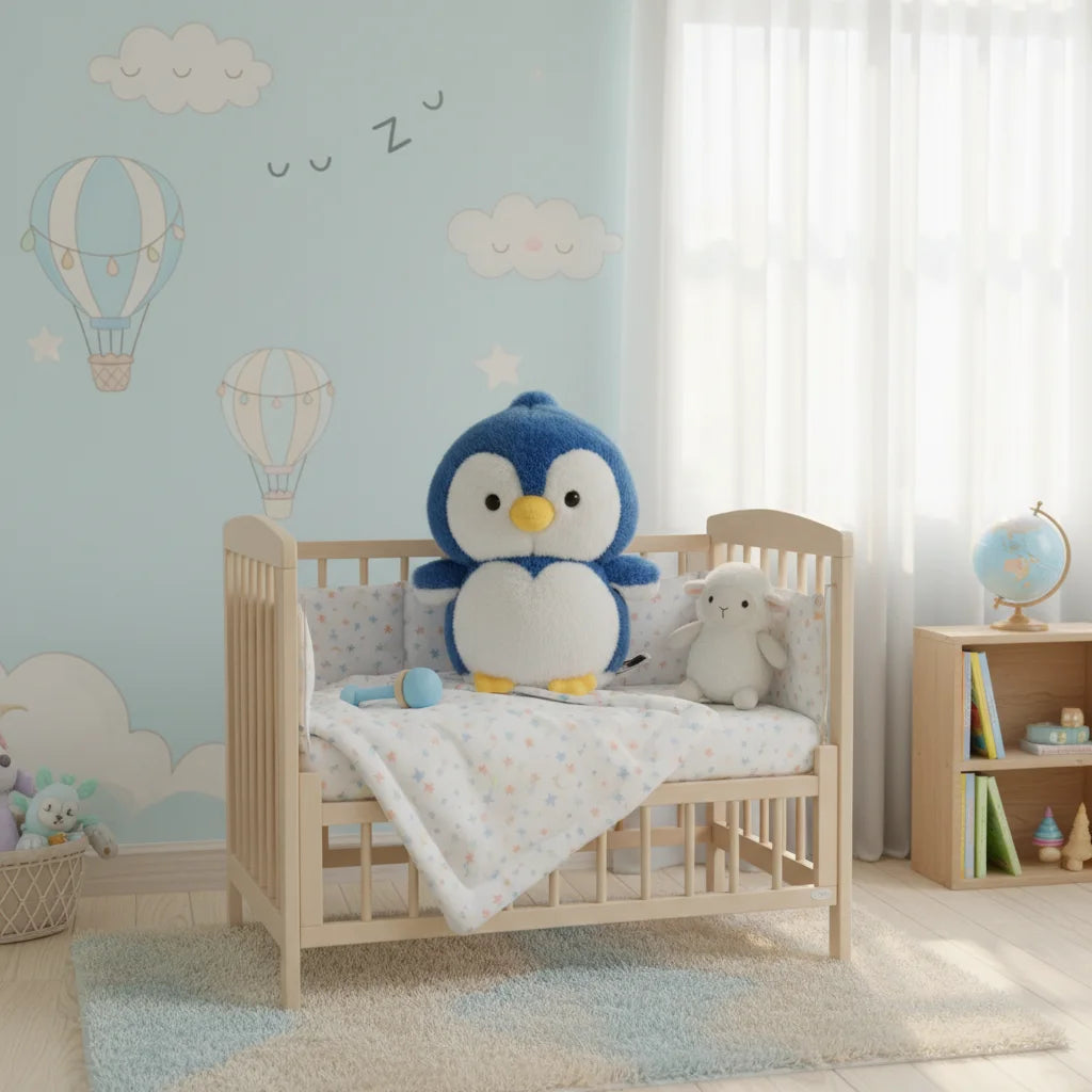 Soft blue penguin plush toy cuddle buddy
