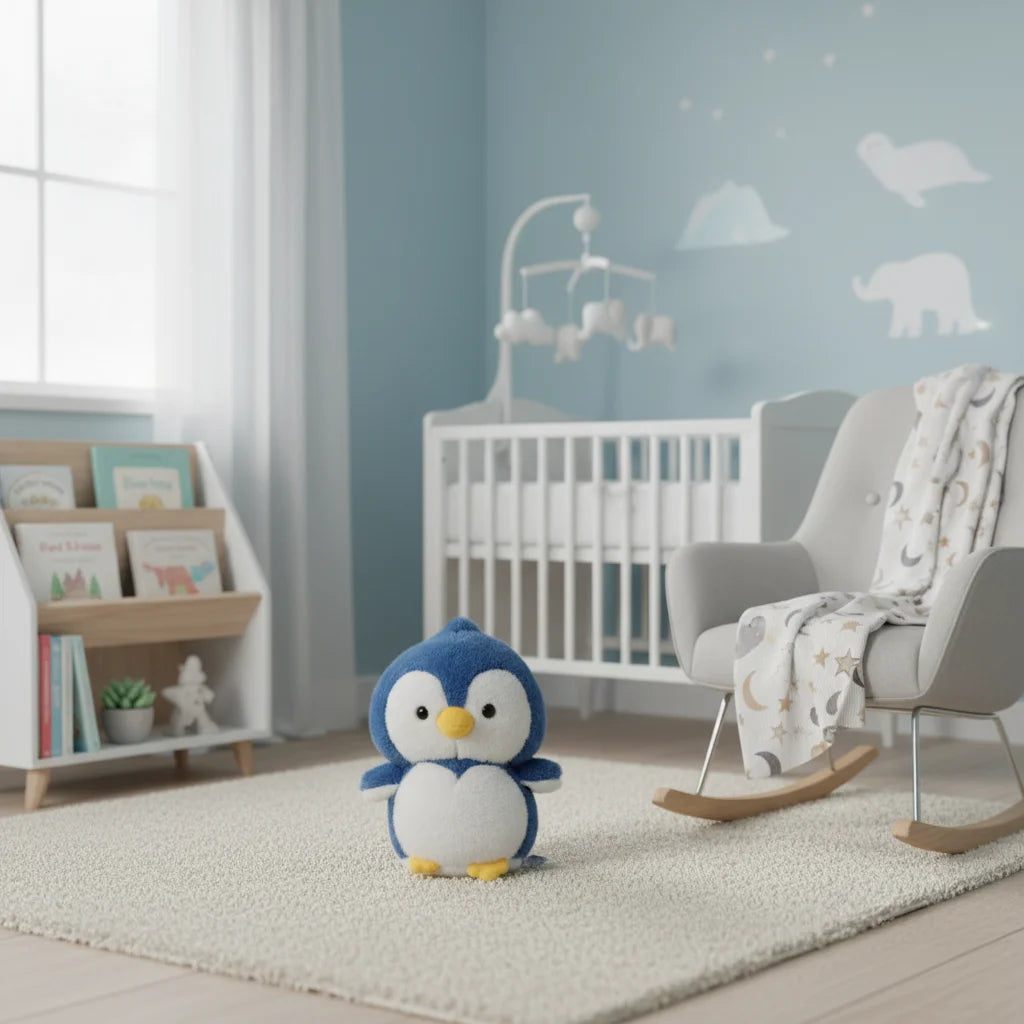 Blue penguin stuffed animal plushie gift for kids