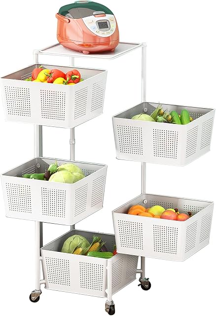 5-Tier Rotating Metal Fruit & Vegetable Storage Rack