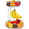 2-Tier Metal Fruit Basket with Banana Hanger