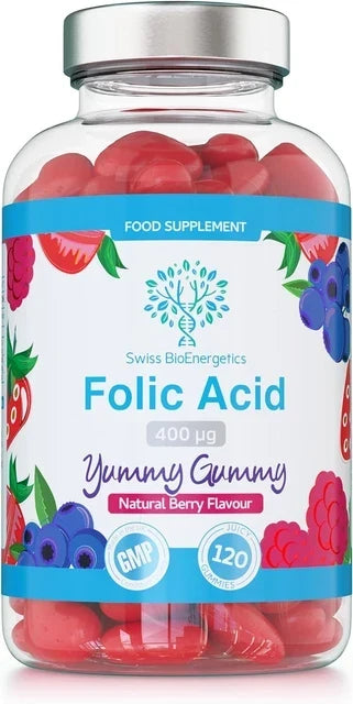 Pregnancy Support Gummies with 400mcg Folic Acid (Raspberry, Vegan)
